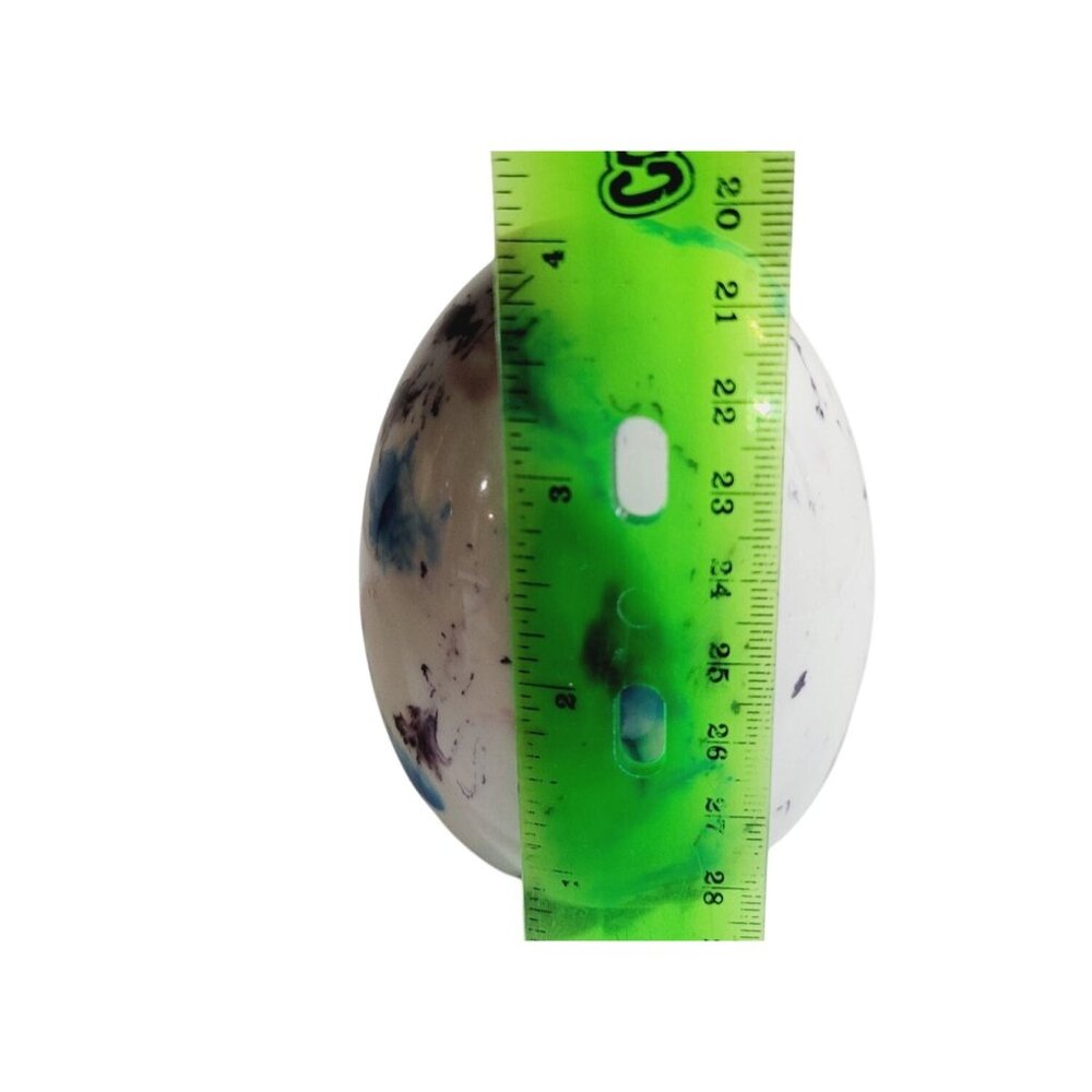 Vintage Ceramic Egg Hand Painted Speckles Multicolored White Blues Pink Purple - Picture 7 of 8